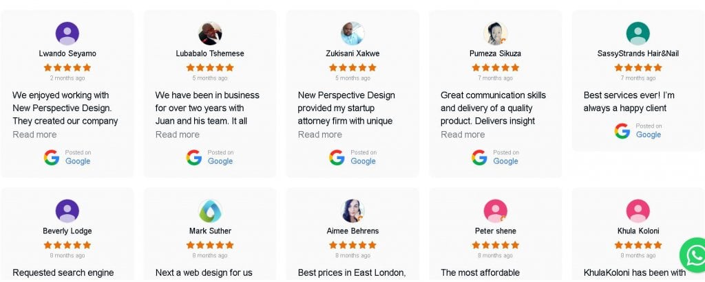 Google website design reviews