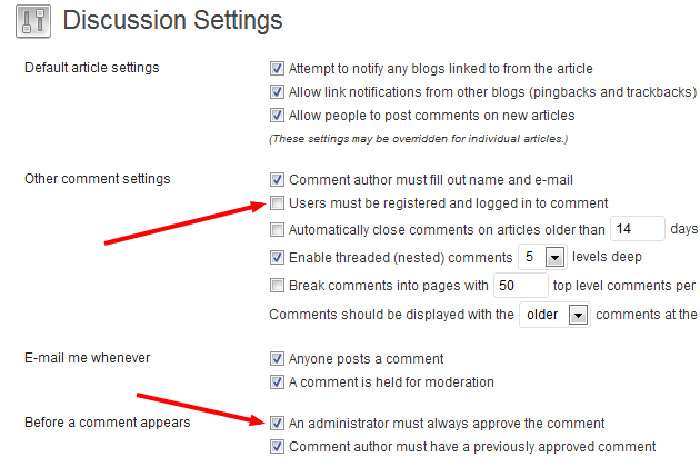 Common WordPress settings