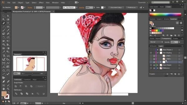Adobe illustrator working with a vector image