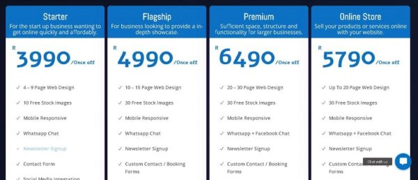 Web design prices Pretoria South Africa