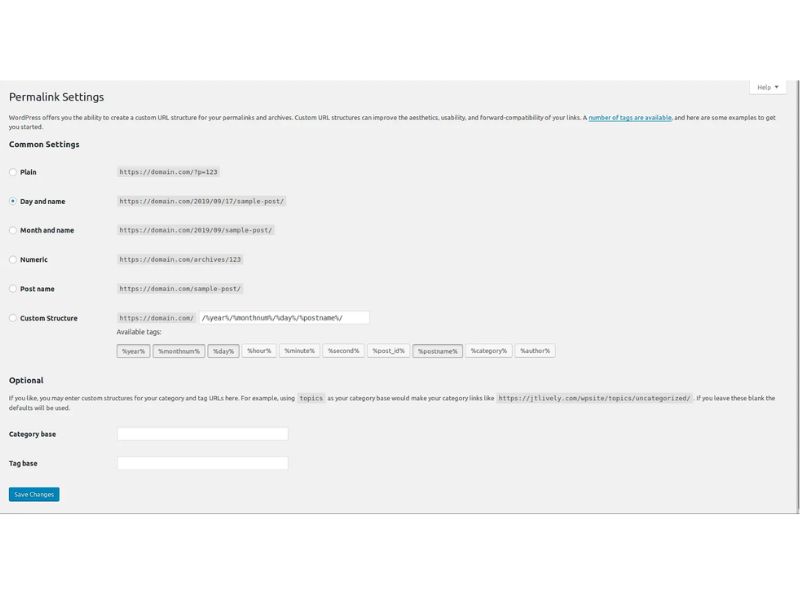 WordPress-Permalink-Settings-screen