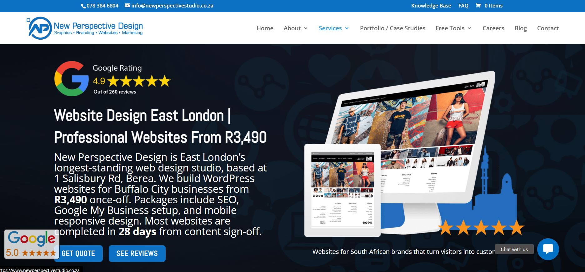 New Perspective Design website — one of South Africa's top web design agencies serving clients nationally from East London and Centurion