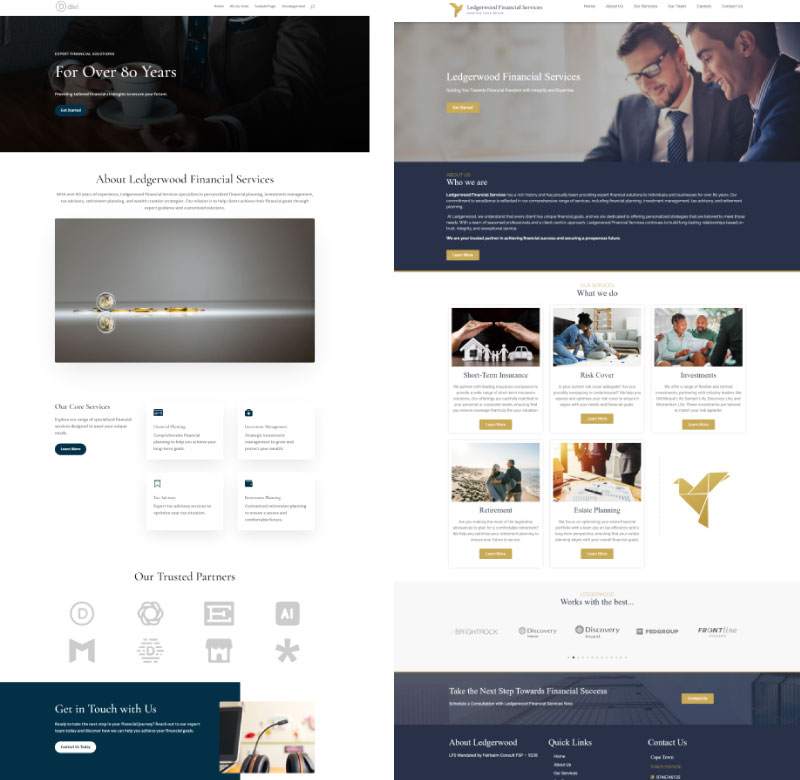 Comparison of a generic AI-built website beside a distinct professionally designed website