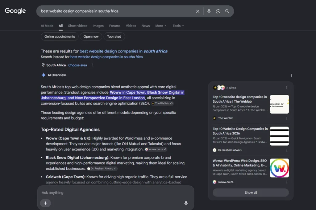 ai overview new perspective design web design south africa